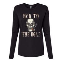 Halloween Bad To The Bone Skeleton Spooky Womens Cotton Relaxed Long Sleeve T-Shirt