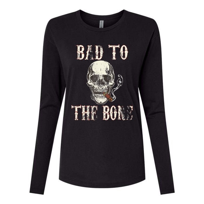 Halloween Bad To The Bone Skeleton Spooky Womens Cotton Relaxed Long Sleeve T-Shirt