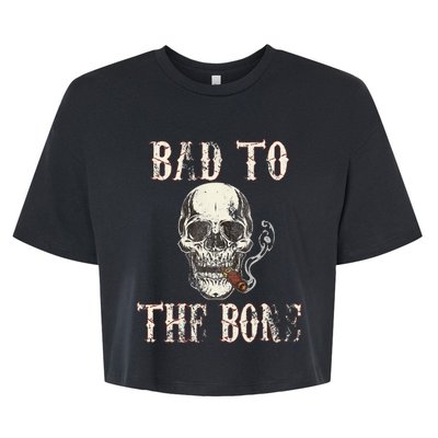 Halloween Bad To The Bone Skeleton Spooky Bella+Canvas Jersey Crop Tee