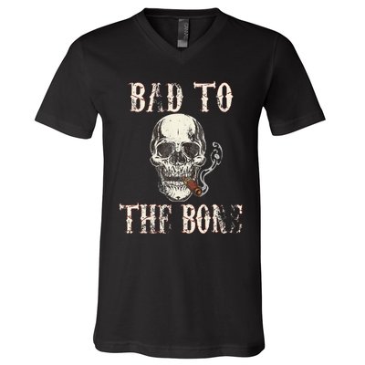 Halloween Bad To The Bone Skeleton Spooky V-Neck T-Shirt