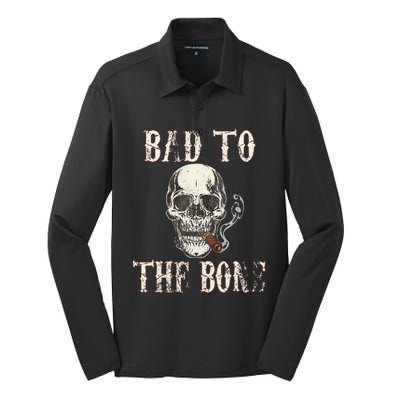 Halloween Bad To The Bone Skeleton Spooky Silk Touch Performance Long Sleeve Polo