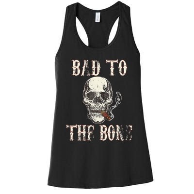 Halloween Bad To The Bone Skeleton Spooky Women's Racerback Tank