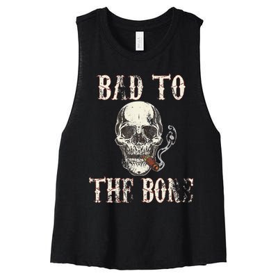 Halloween Bad To The Bone Skeleton Spooky Women's Racerback Cropped Tank