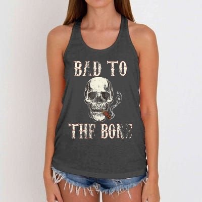 Halloween Bad To The Bone Skeleton Spooky Women's Knotted Racerback Tank