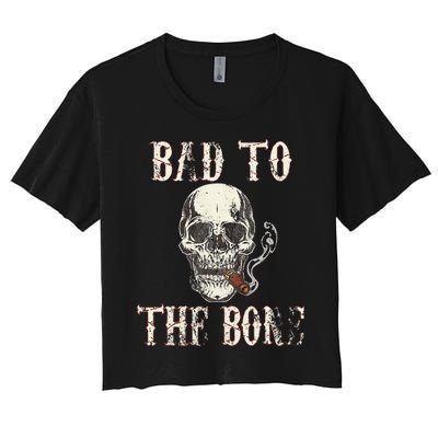 Halloween Bad To The Bone Skeleton Spooky Women's Crop Top Tee