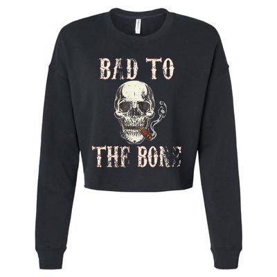 Halloween Bad To The Bone Skeleton Spooky Cropped Pullover Crew