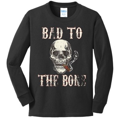 Halloween Bad To The Bone Skeleton Spooky Kids Long Sleeve Shirt