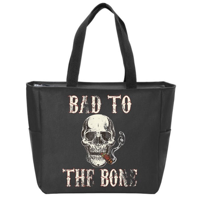 Halloween Bad To The Bone Skeleton Spooky Zip Tote Bag