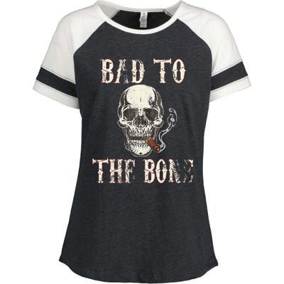 Halloween Bad To The Bone Skeleton Spooky Enza Ladies Jersey Colorblock Tee