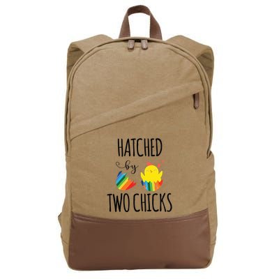 Hatched By Two Chicks Cute Lgbt Baby Announce Cotton Canvas Backpack