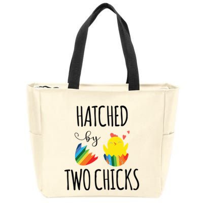 Hatched By Two Chicks Cute Lgbt Baby Announce Zip Tote Bag