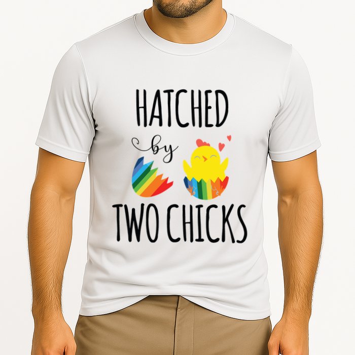 Hatched By Two Chicks Cute Lgbt Baby Announce Cooling Performance Crew T-Shirt