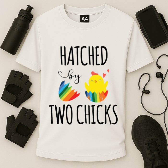 Hatched By Two Chicks Cute Lgbt Baby Announce Cooling Performance Crew T-Shirt