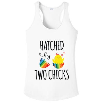 Hatched By Two Chicks Cute Lgbt Baby Announce Ladies PosiCharge Competitor Racerback Tank