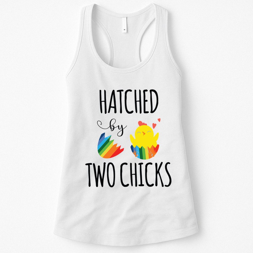 Hatched By Two Chicks Cute Lgbt Baby Announce Womens Tank Top