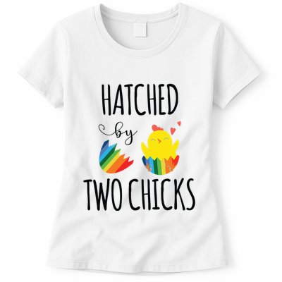 Hatched By Two Chicks Cute Lgbt Baby Announce Womens T-Shirt