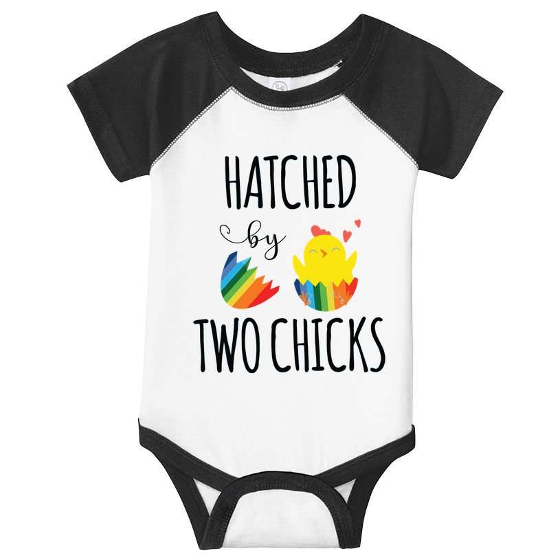 Hatched By Two Chicks Cute Lgbt Baby Announce Infant Baby Jersey Bodysuit