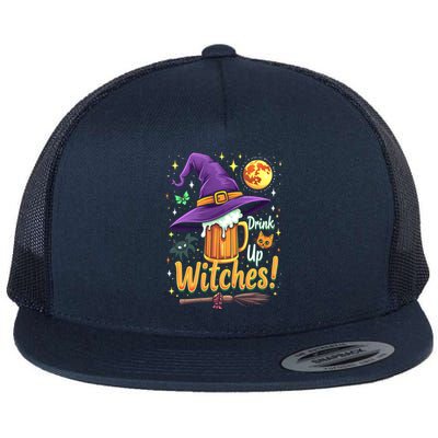 Halloween Beer Up Witches Party Drunk Funny Gift Flat Bill Trucker Hat