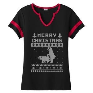 Humping Bear Ugly Christmas Ladies Halftime Notch Neck Tee