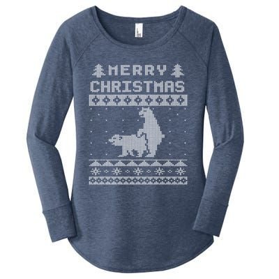 Humping Bear Ugly Christmas Women's Perfect Tri Tunic Long Sleeve Shirt