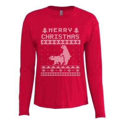 Humping Bear Ugly Christmas Womens Cotton Relaxed Long Sleeve T-Shirt