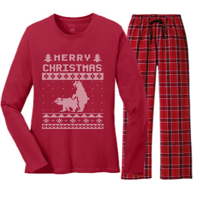 Humping Bear Ugly Christmas Women's Long Sleeve Flannel Pajama Set 