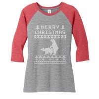 Humping Bear Ugly Christmas Women's Tri-Blend 3/4-Sleeve Raglan Shirt