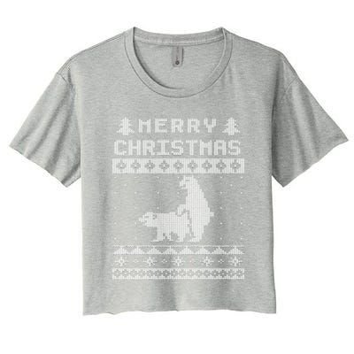 Humping Bear Ugly Christmas Women's Crop Top Tee