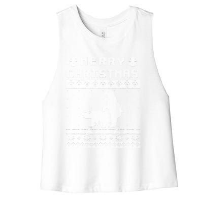 Humping Bear Ugly Christmas Women's Racerback Cropped Tank