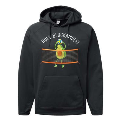 Holy Blockamole Volleyball Cute Funny Performance Fleece Hoodie