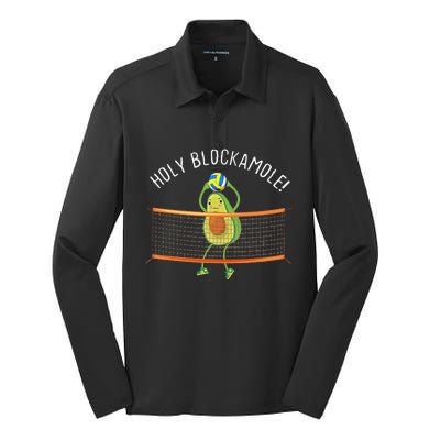 Holy Blockamole Volleyball Cute Funny Silk Touch Performance Long Sleeve Polo