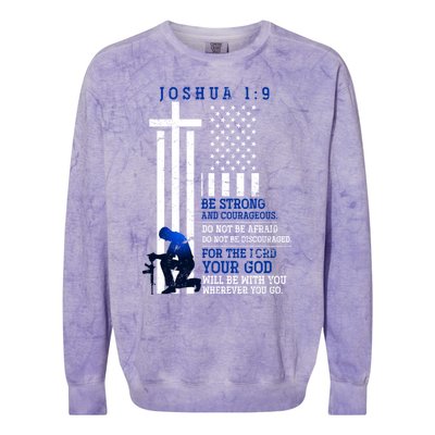 Holy Bible Verse Us Flag American Christian Gift Idea Prayer Gift Colorblast Crewneck Sweatshirt