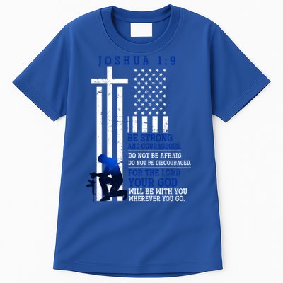 Holy Bible Verse Us Flag American Christian Gift Idea Prayer Gift Tall T-Shirt