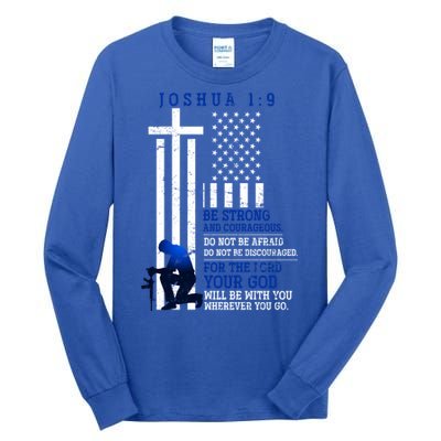 Holy Bible Verse Us Flag American Christian Gift Idea Prayer Gift Tall Long Sleeve T-Shirt