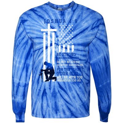 Holy Bible Verse Us Flag American Christian Gift Idea Prayer Gift Tie-Dye Long Sleeve Shirt