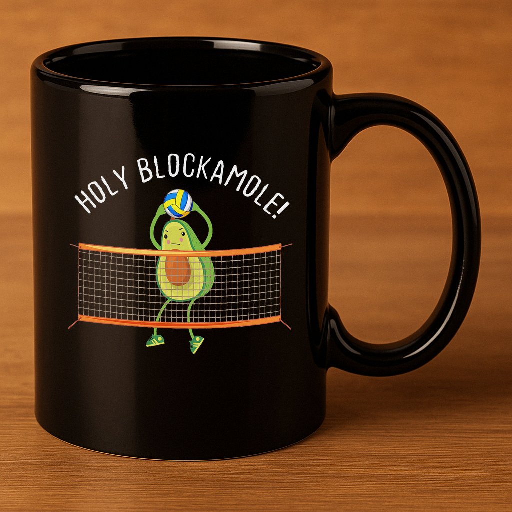 Holy Blockamole Volleyball Cute Funny 11oz C Handle Ceramic Mug