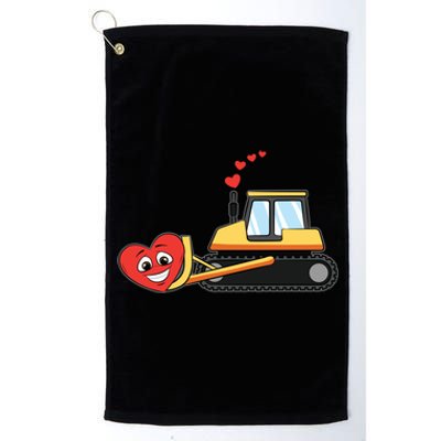 Heart Bulldozer Valentines Day Cool Love Construction Cute Gift Platinum Collection Golf Towel