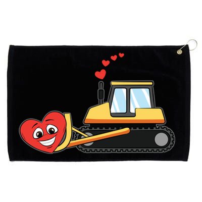 Heart Bulldozer Valentines Day Cool Love Construction Cute Gift Grommeted Golf Towel