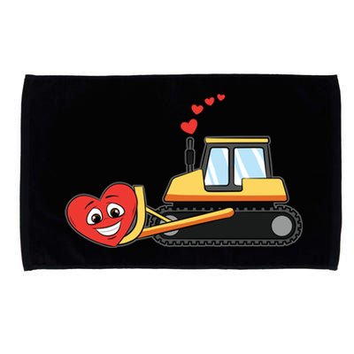 Heart Bulldozer Valentines Day Cool Love Construction Cute Gift Microfiber Hand Towel