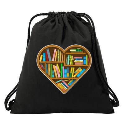 Heart Books Valentines Day Reading Nerds Reader Bookworms Drawstring Bag