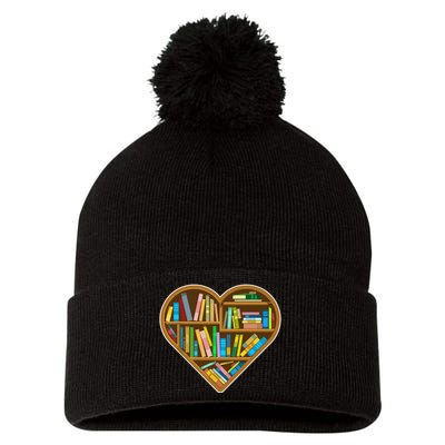 Heart Books Valentines Day Reading Nerds Reader Bookworms Pom Pom 12in Knit Beanie