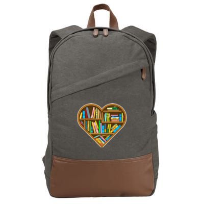 Heart Books Valentines Day Reading Nerds Reader Bookworms Cotton Canvas Backpack