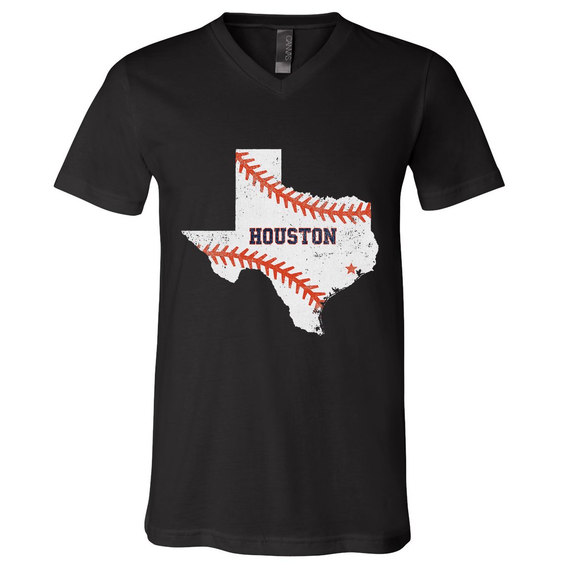 Houston Baseball Vintage Distressed V-Neck T-Shirt