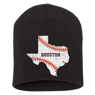 Houston Baseball Vintage Distressed Short Acrylic Beanie