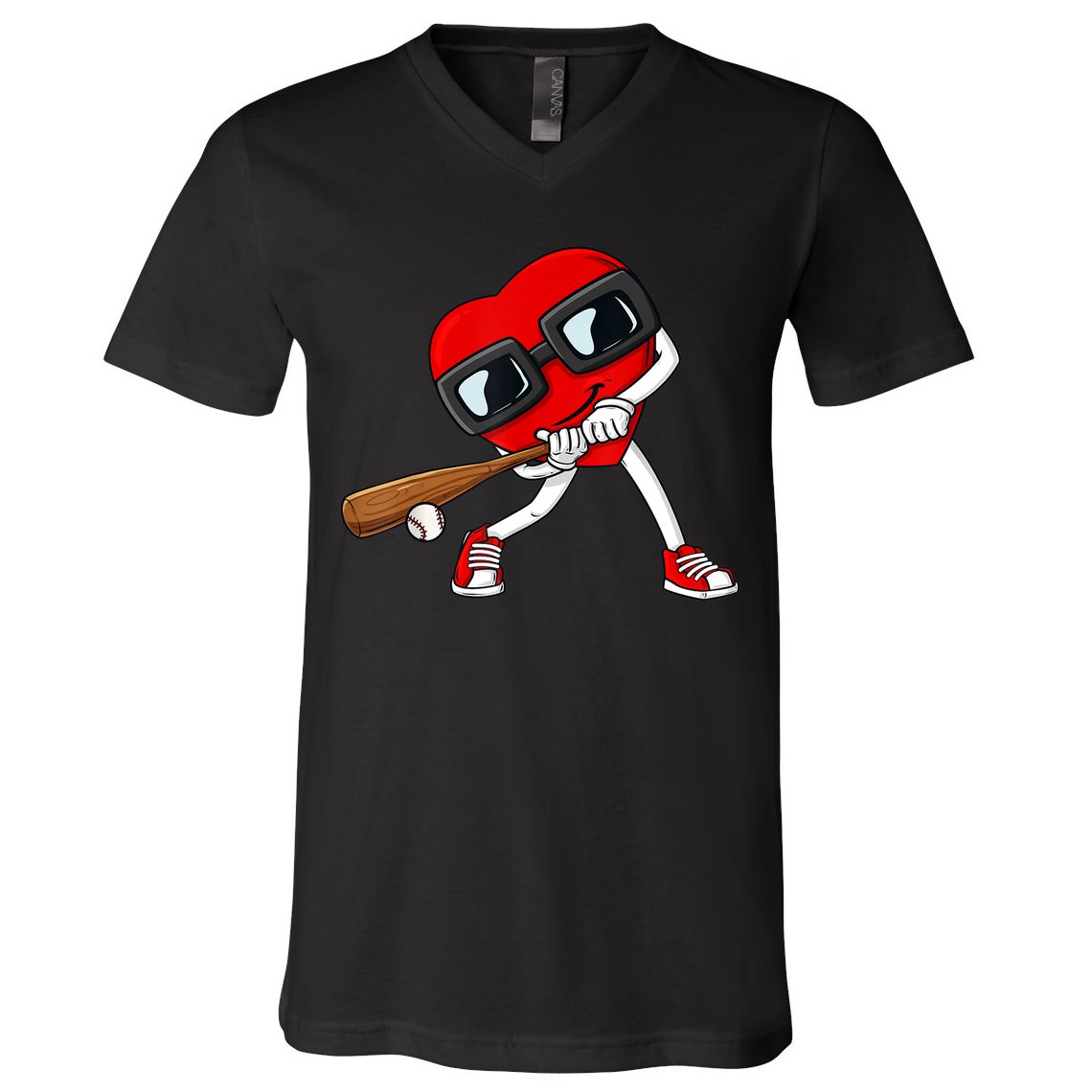 Heart Baseball Valentines Day Funny Boys Girls Kids TShirt V-Neck T-Shirt