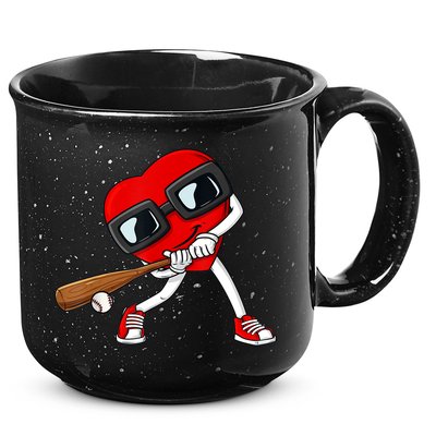 Heart Baseball Valentines Day Funny Boys Girls Kids TShirt 15oz Campfire Ceramic Mug