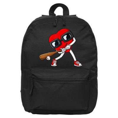 Heart Baseball Valentines Day Funny Boys Girls Kids TShirt 16 in Basic Backpack