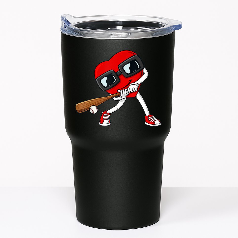 Heart Baseball Valentines Day Funny Boys Girls Kids TShirt Tumbler