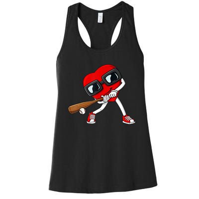 Heart Baseball Valentines Day Funny Boys Girls Kids TShirt Women's Racerback Tank