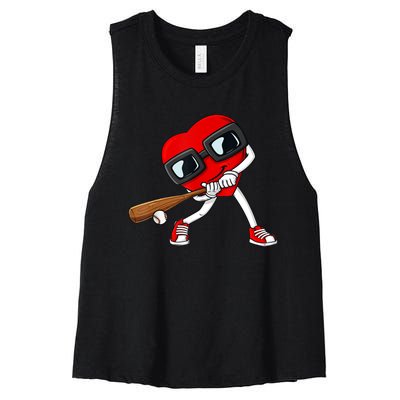 Heart Baseball Valentines Day Funny Boys Girls Kids TShirt Women's Racerback Cropped Tank